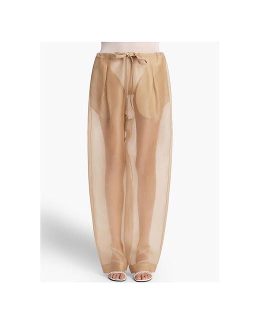 Khaite Natural Trenton Drawstring Tapered-Fit Pants