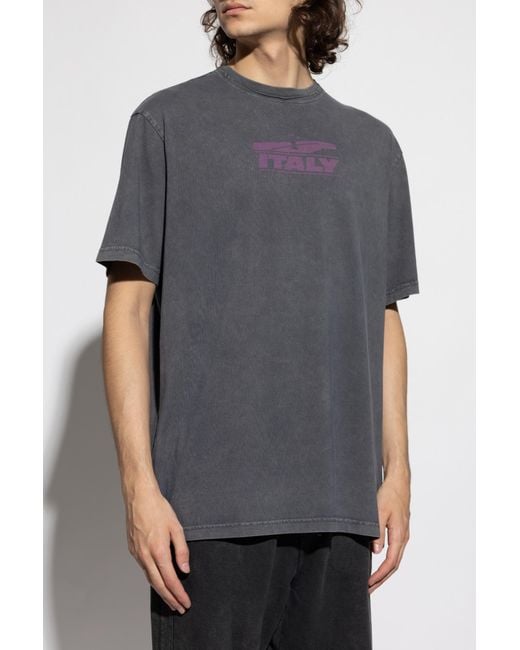 Iceberg Gray Round-Neck Printed T-Shirt for men