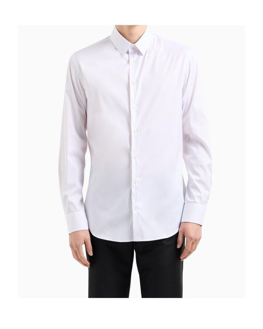 Giorgio Armani White Curved Hem Buttoned Shirt for men