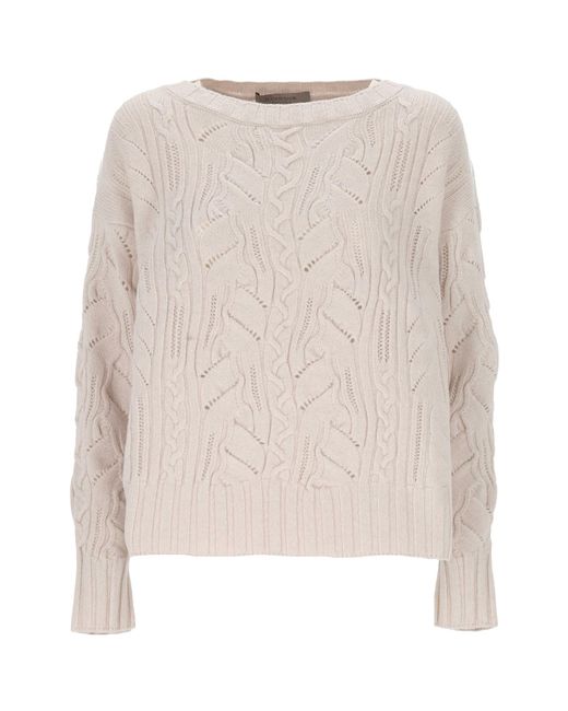 D.exterior Natural Cable Knit Sweater