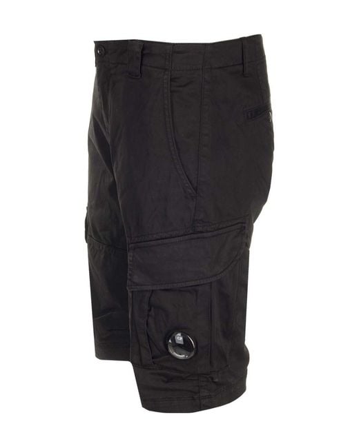 C P Company Black Lens-Detailed Cargo Shorts for men