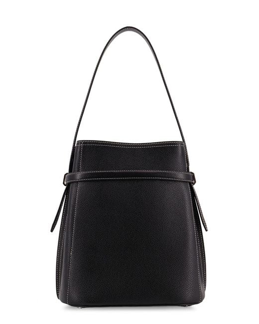 Totême  Black Totême Logo Printed Bucket Bag