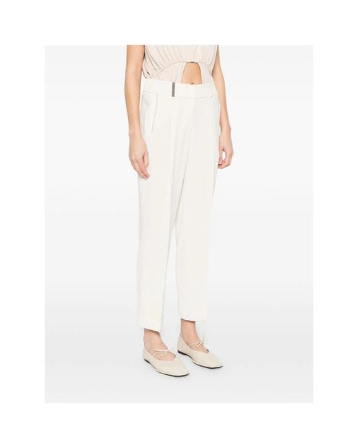 Peserico White Cropped Tailored Pants