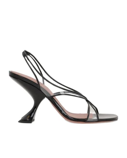 AMINA MUADDI Metallic Patent Leather Ankle-Wrap High Heel Sandals