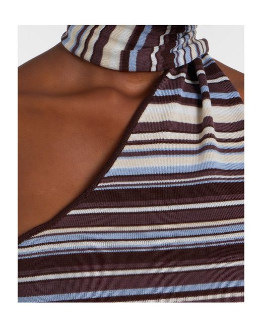AYA MUSE Multicolor Knitted Scarf-Detail Striped Minidress