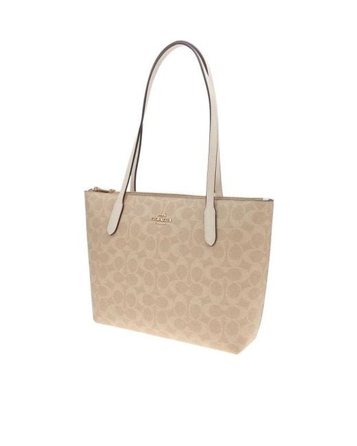 COACH White Double Handle Tote Bag