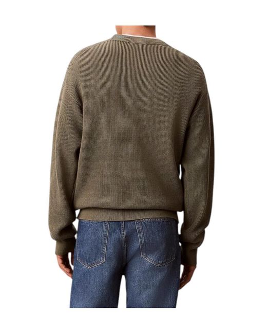 Calvin Klein Gray Cotton Waffle Knit Jumper for men