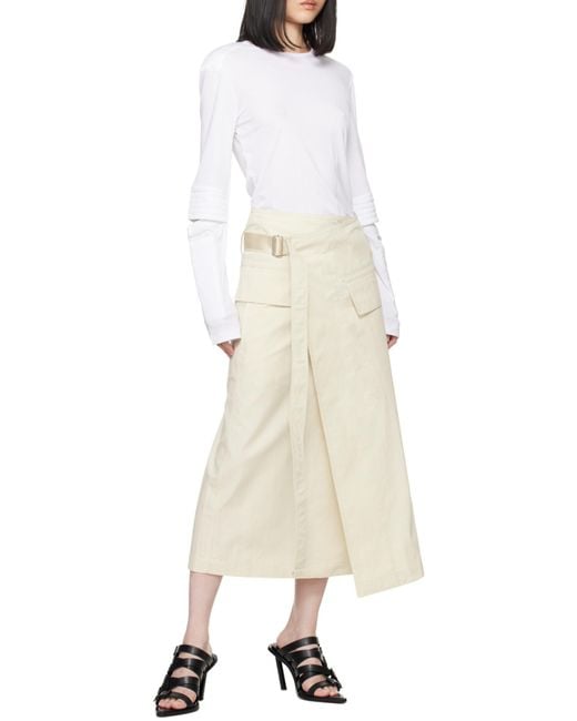 Helmut Lang White Front Slit Skirt