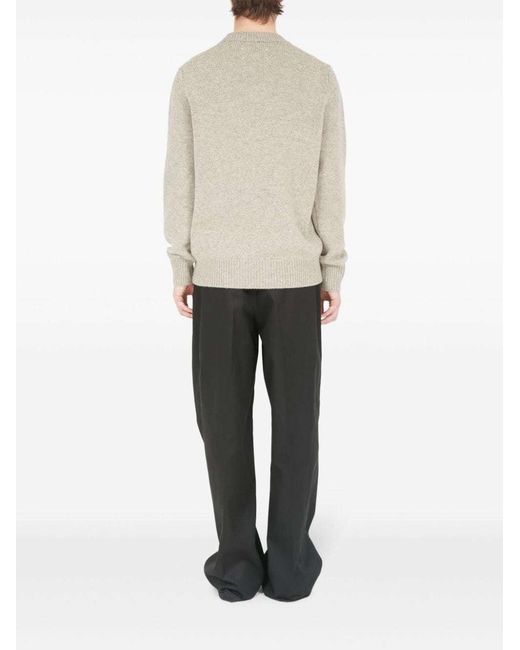 Maison Margiela White Long Sleeved Crewneck Knitted Jumper for men