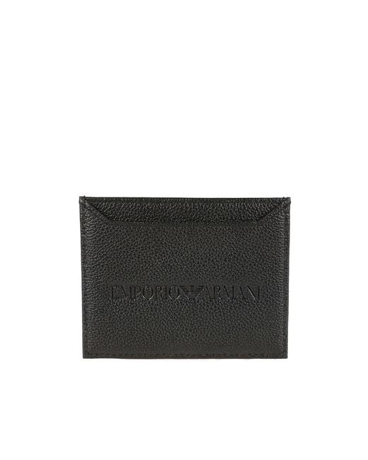 Emporio Armani Black Logo Plaque Credit Card Holder for men