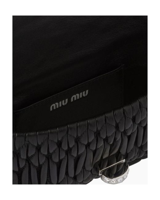 Miu Miu Black Miu Crystal Nappa Leather And Crystal Mini-Bag