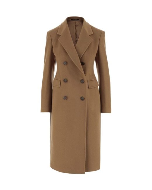 Tagliatore Brown Peak-Lapels Double-Breasted Coat
