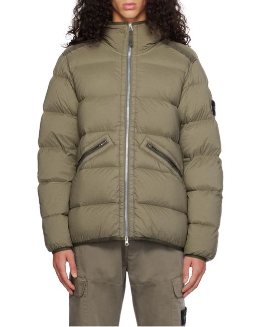 Stone Island Gray Padded Hooded Puffer Jacket for men