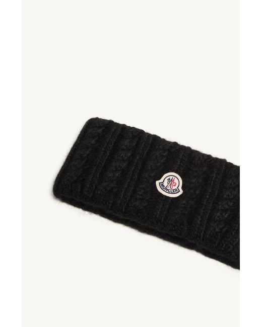 Moncler Black Cable Knit Alpaca Blend Headband