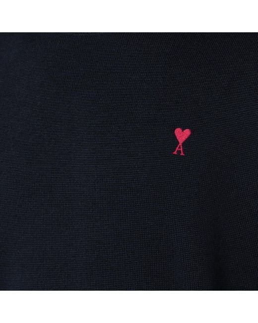 AMI Blue Heart-Embroidered Turtleneck Sweater for men
