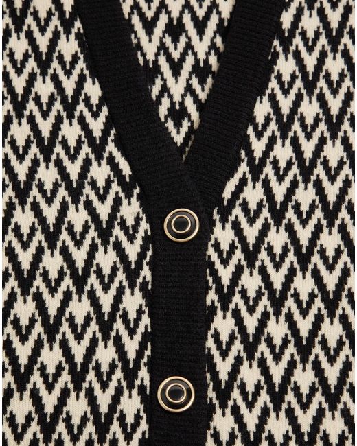 Valentino Gray Monogram V-Neck Button-Up Cardigan