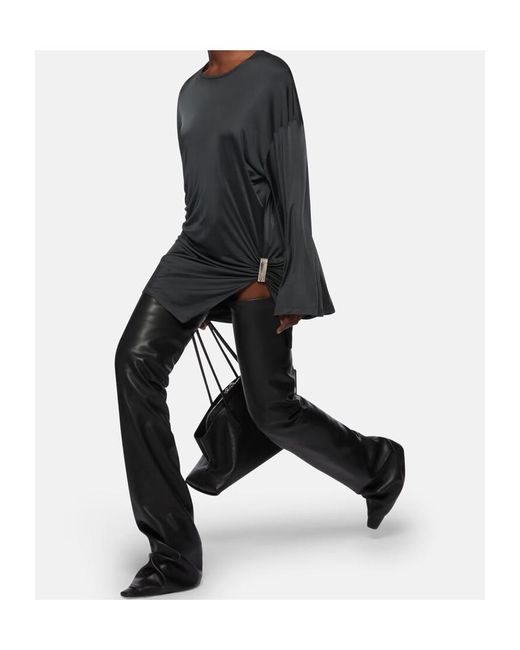The Attico Black The Ruched Detailed Jersey Mini Dress