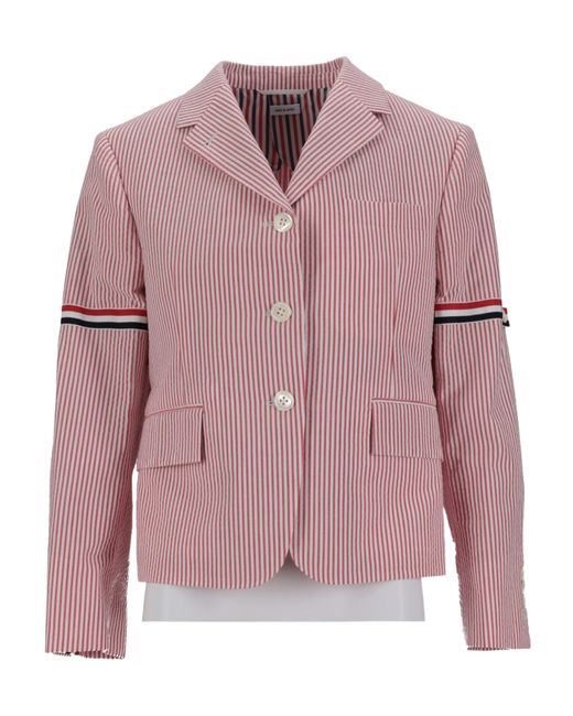 Thom Browne Pink Striped-Pattern Blazer
