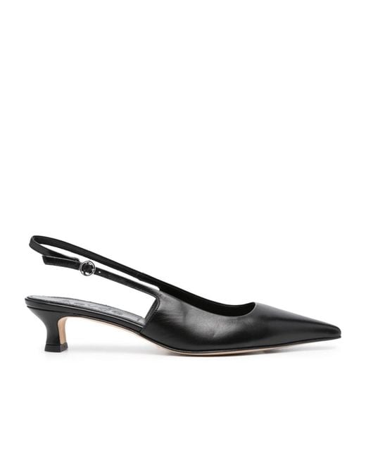 Aeyde Black Catrina Pointed-Toe Slingback Pumps