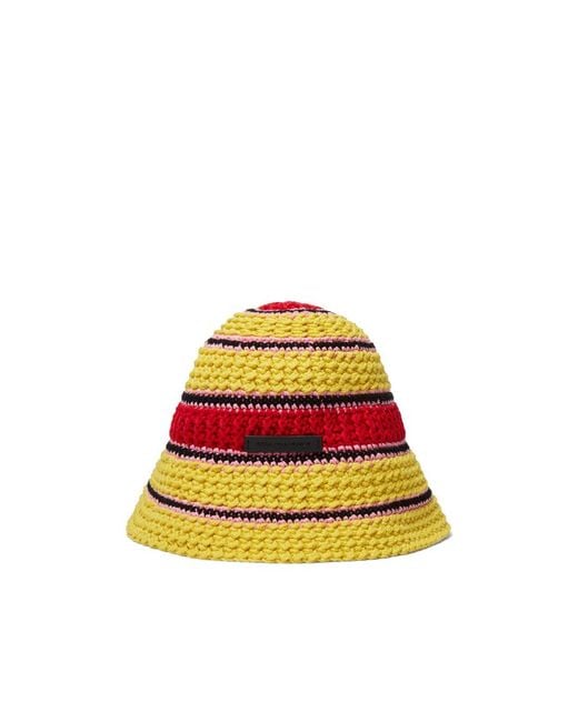 Stella McCartney Yellow Colour-Block Crochet Hat