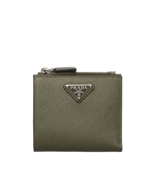 Prada Green Small Saffiano Leather Wallet for men