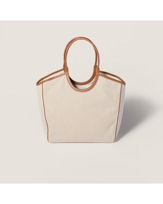 Miu Miu Natural Ivy Canvas And Leather Bag