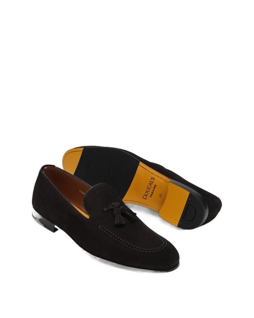 Doucal's Black Tassel Detailed Almond Toe Loafers for men