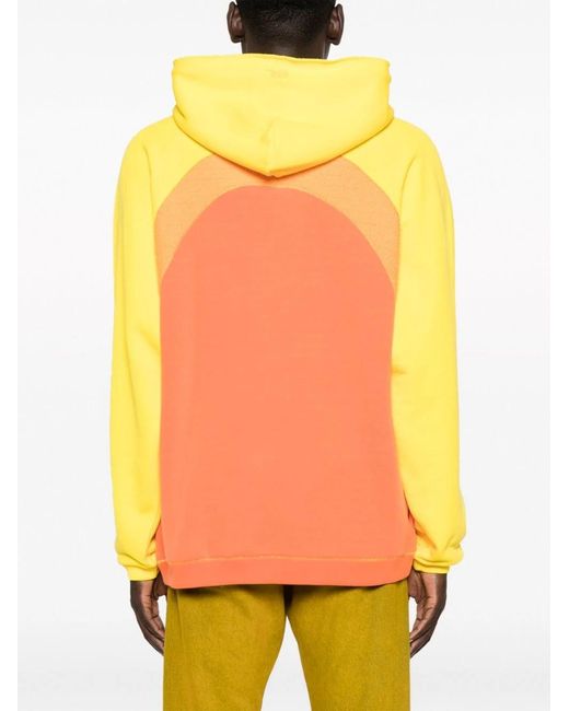 ERL Orange Knit-Panelled Drawstring Hoodie for men