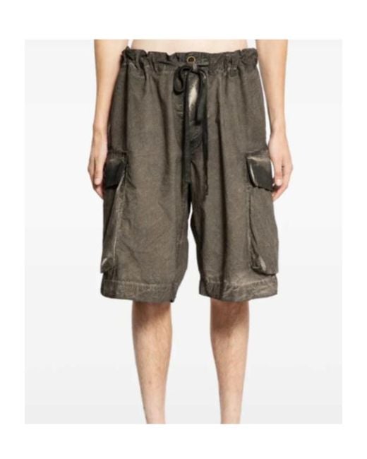 Uma Wang Gray Drawstring Cargo Shorts for men