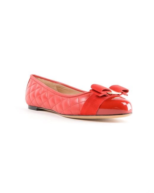 Ferragamo Red Bow Tie Ballet Shoes