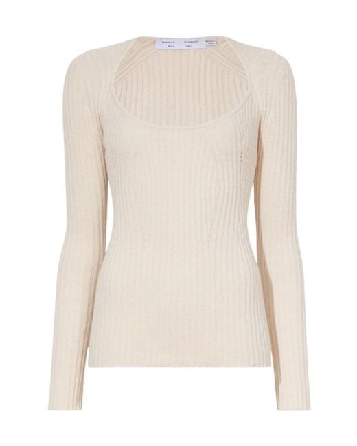 Proenza Schouler Natural Label Scoop Neck Knitted Top
