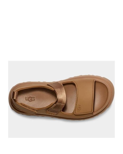 Ugg Brown Golden Glow Logo-Embossed Touch-Strap Sandals