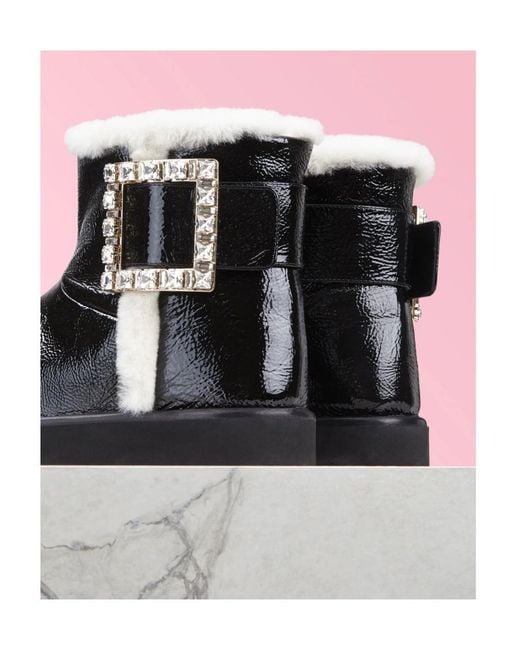 Roger Vivier Black Rhinestone Button Boots