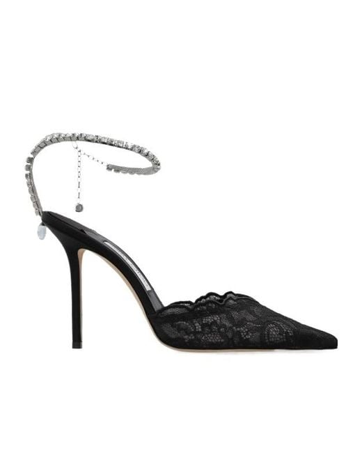 Jimmy Choo Black Pointed-Toe High-Heeled Sandals