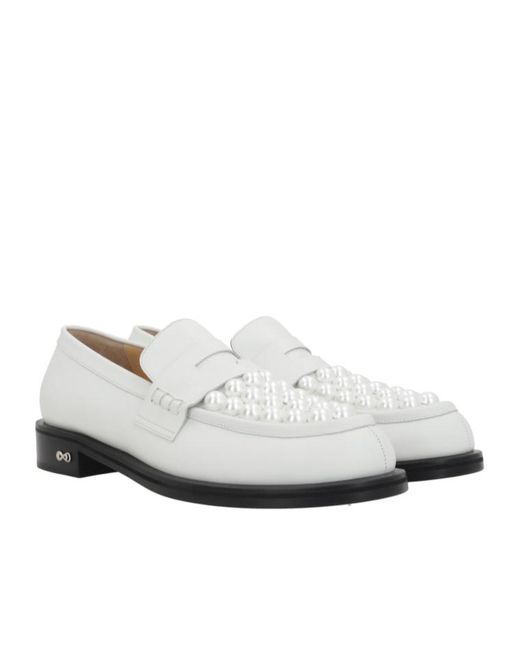 Mach & Mach White Caddy Loafers