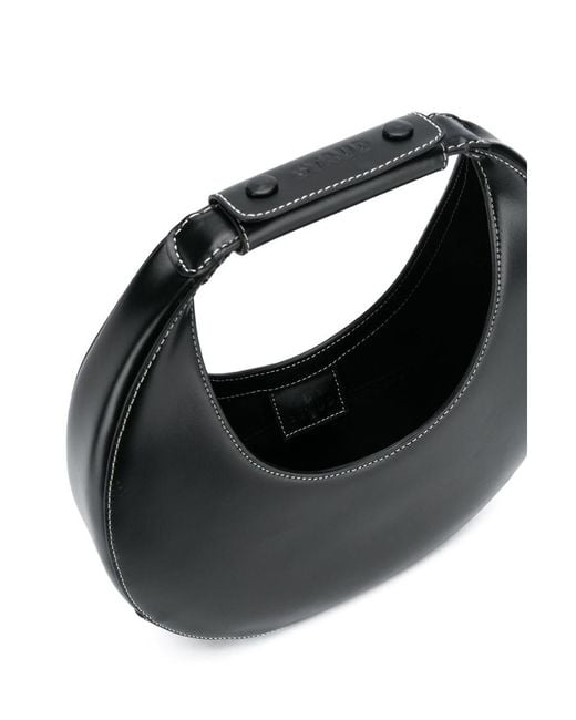 Staud Black Moon Logo Debossed Tote Bag
