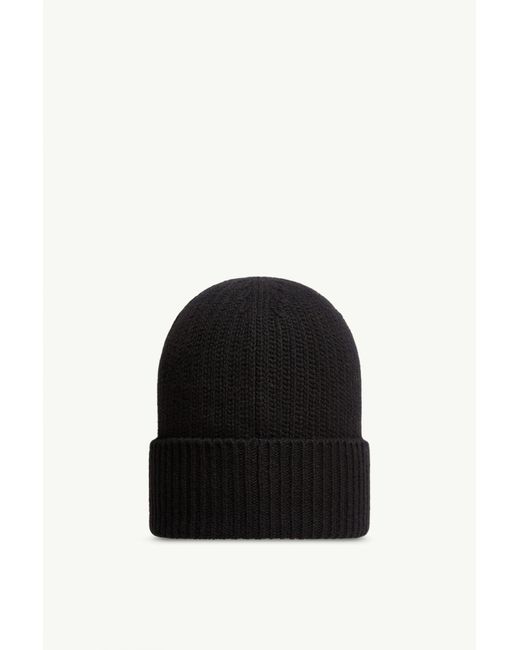 Moncler Black Tricot Wool Blend Beanie for men