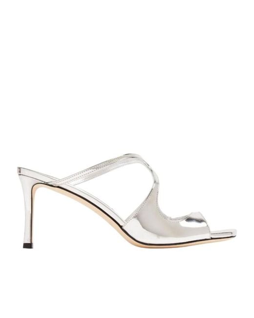 Jimmy Choo White Square Open Toe Heeled Sandals