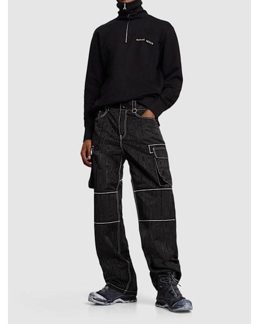 MARINE SERRE Black Cargo Casual Pants for men