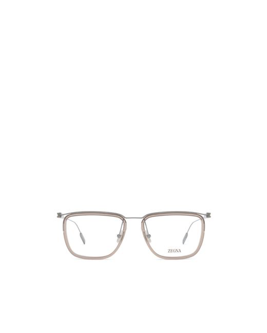 Zegna White Square Frame Glasses for men