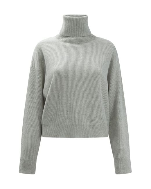 Brunello Cucinelli Gray Roll-Neck Ribbed-Knit Jumper