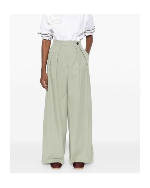Dries Van Noten Green Pleated Casual Pants