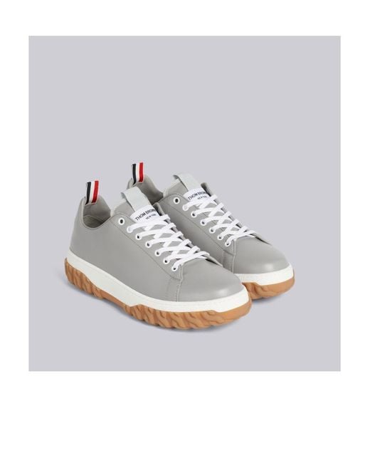 Thom Browne White Court Lace-Up Sneakers for men