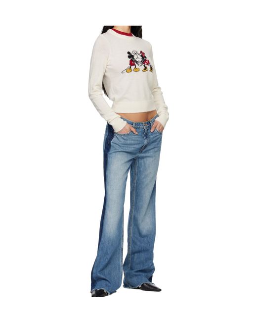 Re/done Blue Cashmere 'Mickey Mouse' Sweater