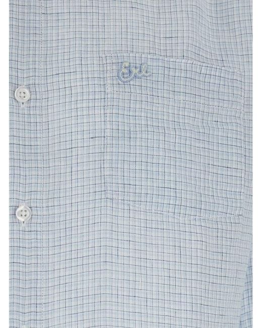 ERL Blue Relaxed Check Linen Shirt for men