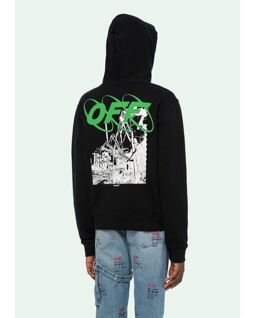 Off-White c/o Virgil Abloh Blue Chen Linong's Ruined Factory Printed Hooded Sweater for men