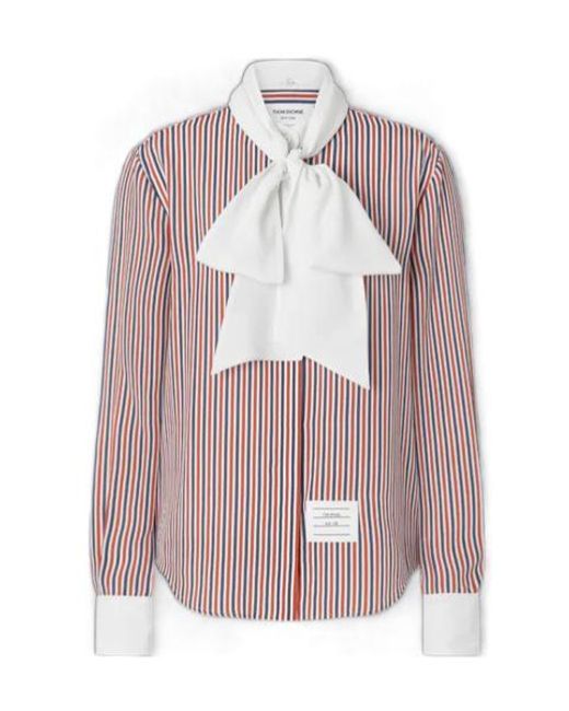 Thom Browne Pink Striped Detachable-Collar Shirt