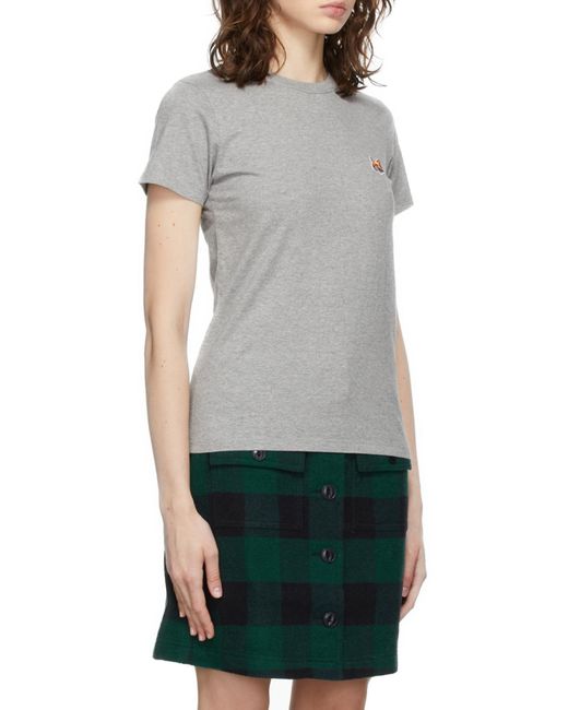 Maison Kitsuné Gray Fox Embroidery T-Shirt