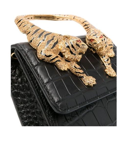 Roberto Cavalli Black Roar Small Flap Shoulder Bag