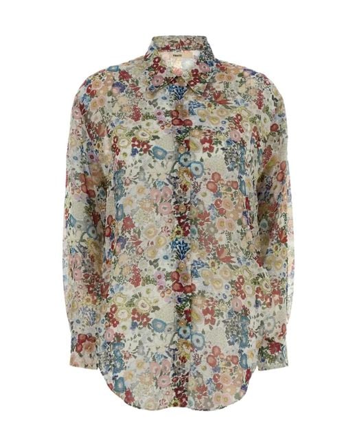 Khaite Gray Goya Floral Printed Buttoned Shirt